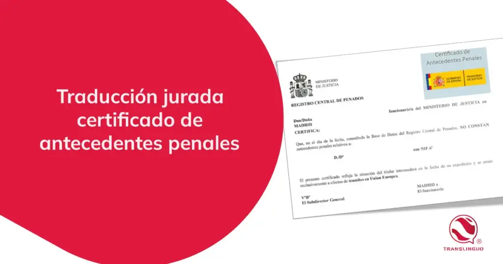 Traducción jurada certificado de antecedentes penales